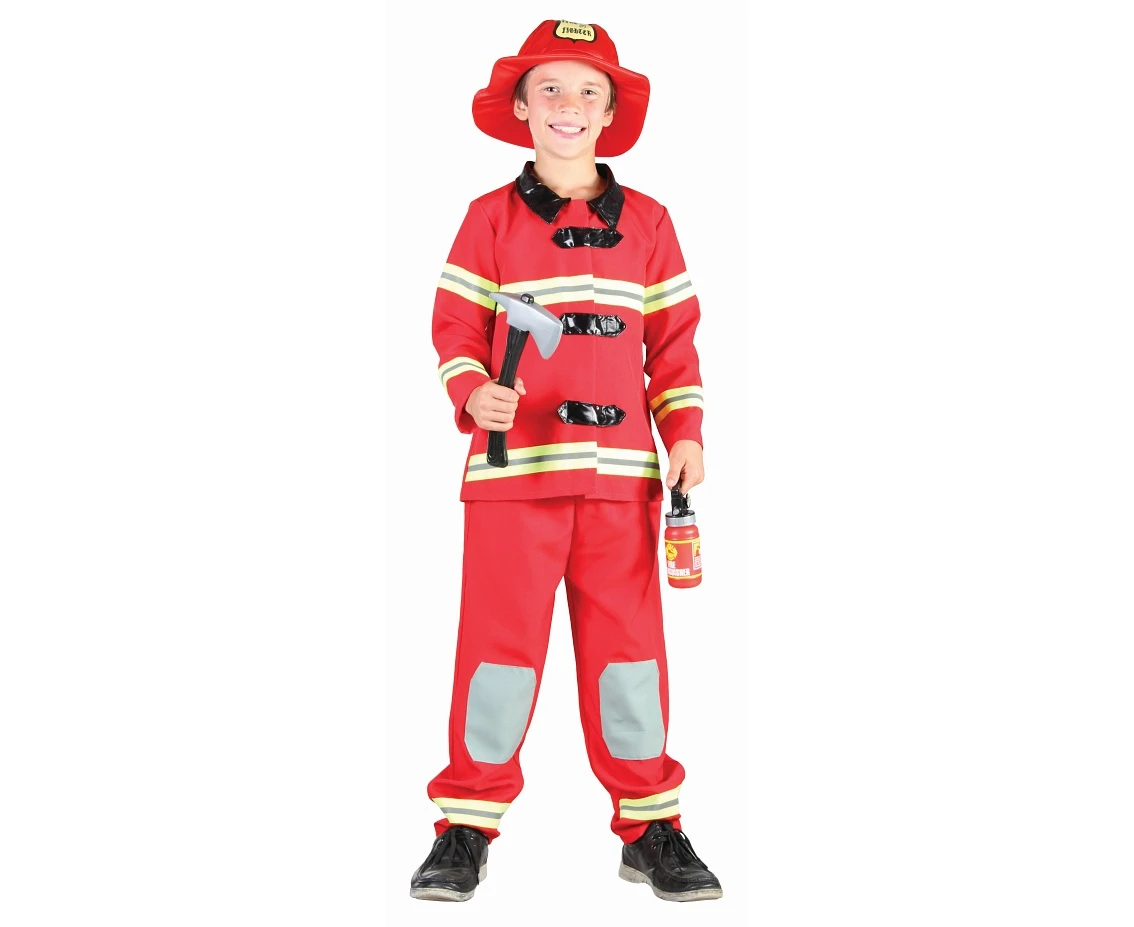 Role play-set for kids Red Firefighter (jacket, pants, hat), size 130/140 cm